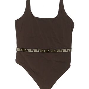 Versace Brown One-Piece Swimsuit with Gold-Trim Waistband